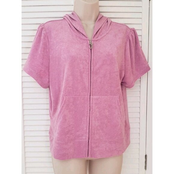 NWT JUICY COUTURE  BLING TOWEL TERRY SHORTIE SET DEWBERRY XLARGE - Picture 4 of 15